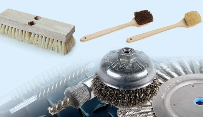 Various cleaning brushes including wire brushes and scrub brushes 