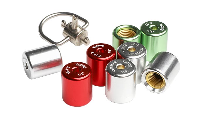 HVAC refrigerant locking caps