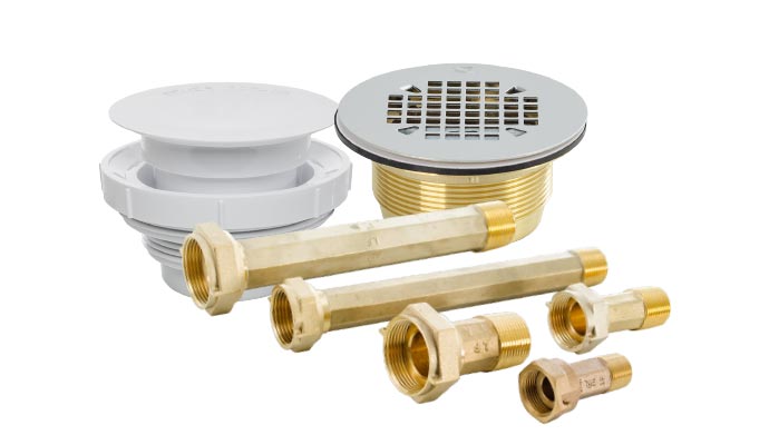 A collection of plumbing components