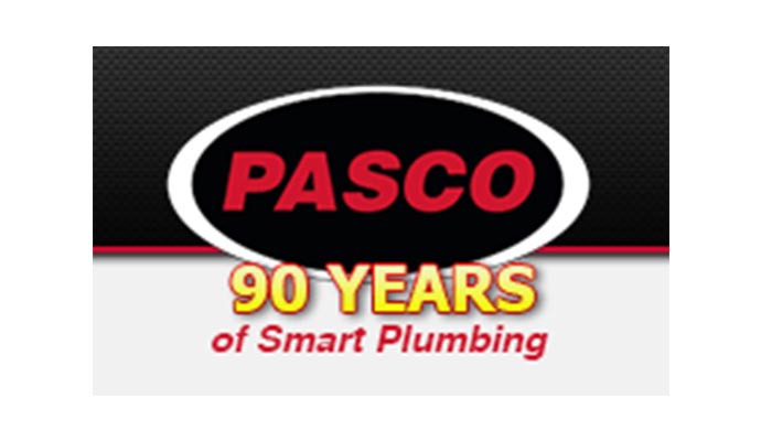 PASCO brand logo featuring the text 90 years of smart plumbing