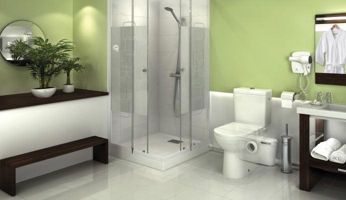 Shower space in bathroom